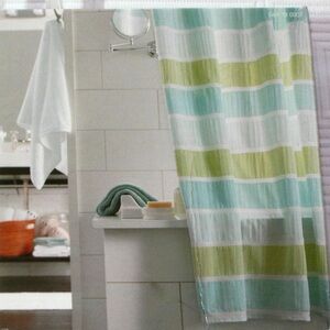 THRESHOLD Striped Shower Curtain - Green, Blue, White